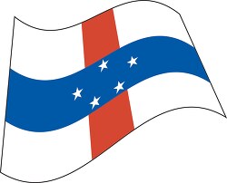 Netherlands Antilles flag flat design wavy clipart