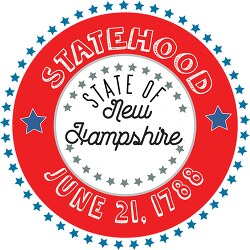New Hampshire Statehood 1788 date statehood round style with sta