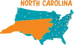 north carolina map united states clipart