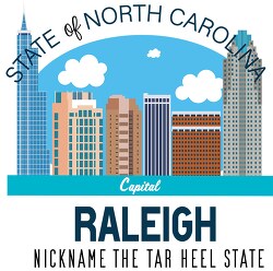 north carolina state capital raleigh nickname tar heel state vec