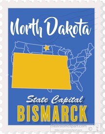north dakota state map stamp clipart