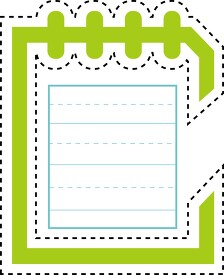 notebook green dotted lines
