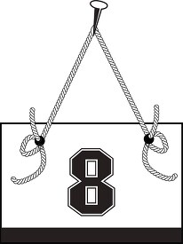number eight hanging on board with rope clipart