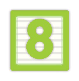 number eight in a block clipart