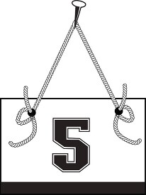 number five hanging on board with rope clipart