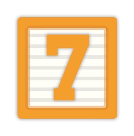 number seven in a block clipart
