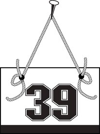 number thirty nine hanging on board with rope clipart