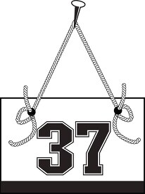 number thirty seven hanging on board with rope clipart
