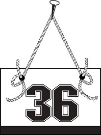 number thirty six hanging on board with rope clipart