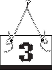 number three hanging on board with rope clipart