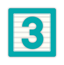 number three in a block clipart