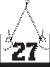 number twenty seven hanging on board with rope clipart