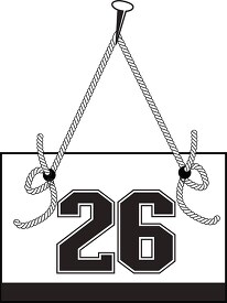 number twenty six hanging on board with rope clipart