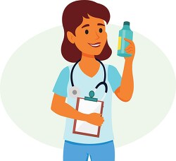 nurse holding bottle of medicine clipart