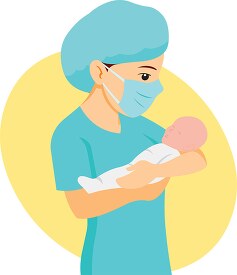 nurse holding newborn baby clipart