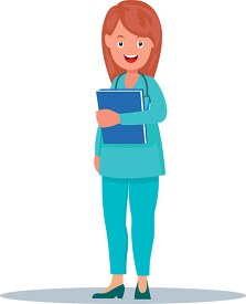 nurse holding patient chart in hand clipart