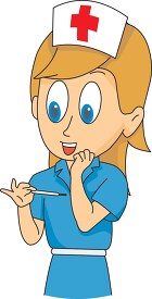 nurse looking at thermometer clipart