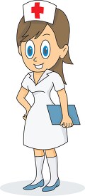 nurse standing with patient file clipart