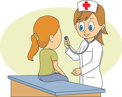 nurse using a stethoscope with patient clipart