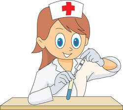 nurse working in lab with test tubes clipart