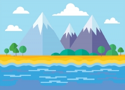 ocean and snow capped mountain clipart