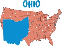 ohio map united states clipart