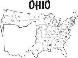 ohio map united states outline clipart