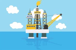 oil rig platform in the ocean machinary clipart