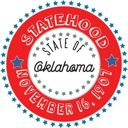 Oklahoma statehood 1907 date statehood round style with stars cl