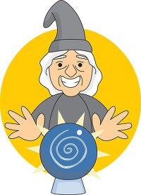old lady performing magic spell clipart