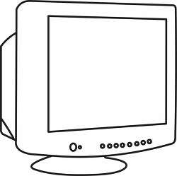 old style computer monitor black outline clipart