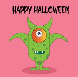 one eyed monster happy halloween clipart
