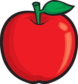 one red apple with stem clipart