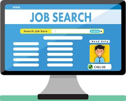 online job searcg on computer clipart