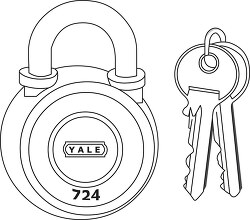 pad lock key black outline clipart
