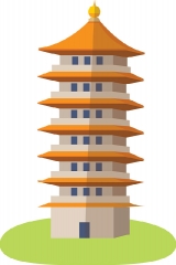 pagoda asian tiered tower style building clipart
