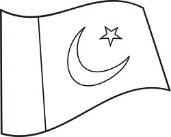 Pakistan wavy flag black outline clipart