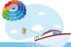 parasailing behind motor boat sports clipart