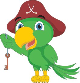 parrot with key of tresure clipart