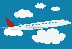 passenger aeroplane in the cloud filled sky clipart