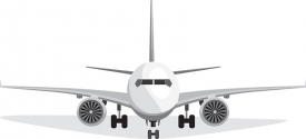 passenger airplane front view transportation gray clipart