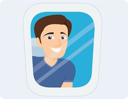 passenger looking out an airplane window clipart