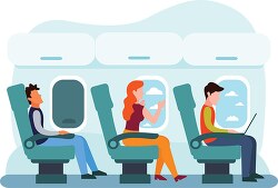 passengers seating in the interior plane clipart