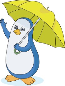 penguin cartoon holding an umbrella