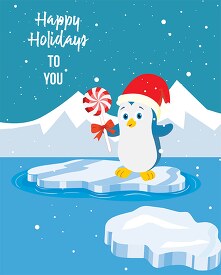 penguin character holiday candy happy holidays to you clipart