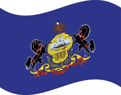 pennsylvania state flat design waving flag