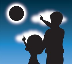people looking pointing to the solar eclipse clipart 2