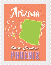 phoenix arizona state map stamp clipart