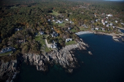 2017 aerial view of Atlantic Ocean on the rocky coast of Maine