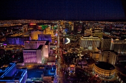 Aerial photograph taken at night Las Vegas